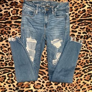 American Eagle Outfitters Light Blue Ripped Skinny Jeans